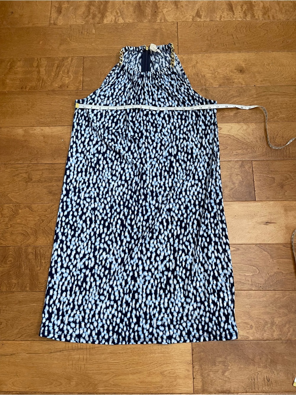 Navy and White Halter Sheath Dress